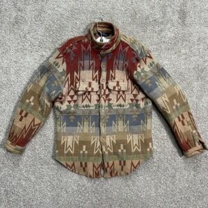 Polo Ralph Lauren Mens Medium Wool Aztec Southwestern Print Shirt Jacket